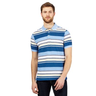 Maine New England Big and tall blue striped print tailored fit polo shirt